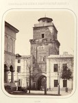 Carol Papp de Szathmary - Albumul Romania, turnul Coltei fotografiat din curtea bisericii