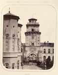 Carol Papp de Szathmary - Albumul Romania, vedere cu latura de vest a turnului Coltei si parte a curtii si Palatului Sutu